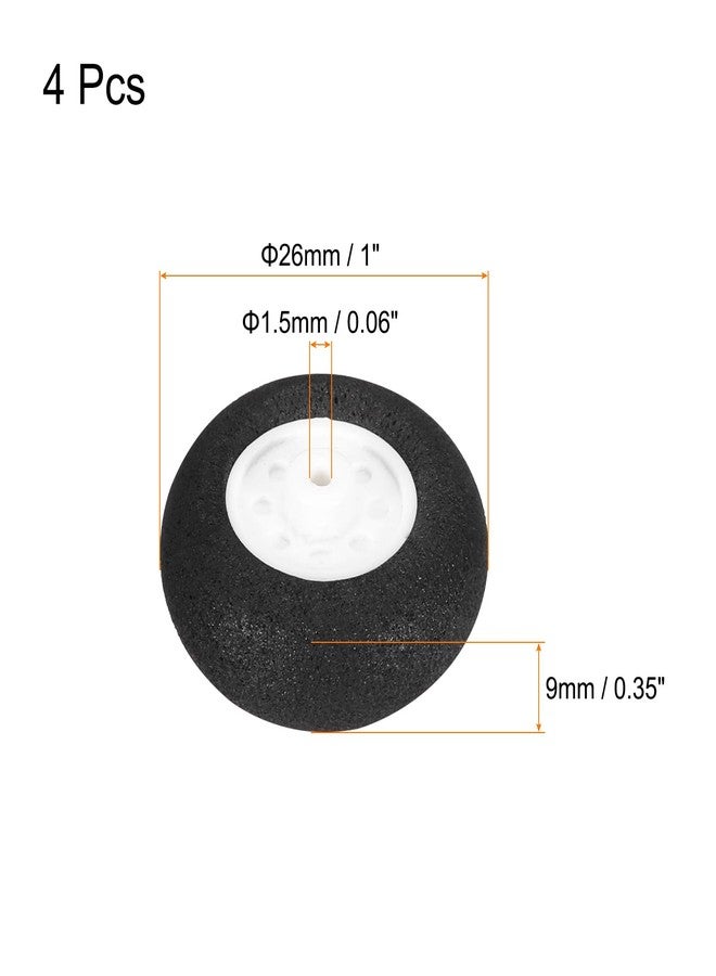 MECCANIXITY RC Airplane Wheels 1" OD x 0.35" T, 4 Pcs, Black, White, PU Sponge, RC Hobbyists (Unisex, Age 14+) - Image 2